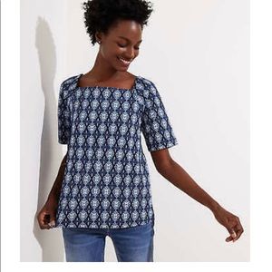 NWT LOFT Diamond Jacquard Square Neck Sweater Top